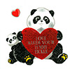 Pandas with red hearts